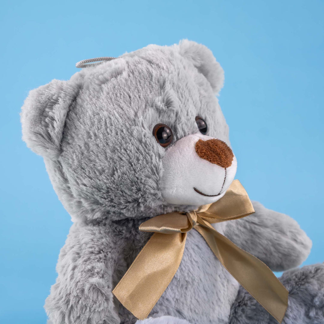 Oso de peluche gris abrazable, perfecto como regalo, decoraciones, eventos,  baby showers y fiestas. 