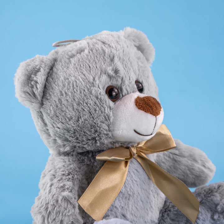 Oso de peluche gris abrazable, perfecto como regalo, decoraciones, eventos,  baby showers y fiestas. 