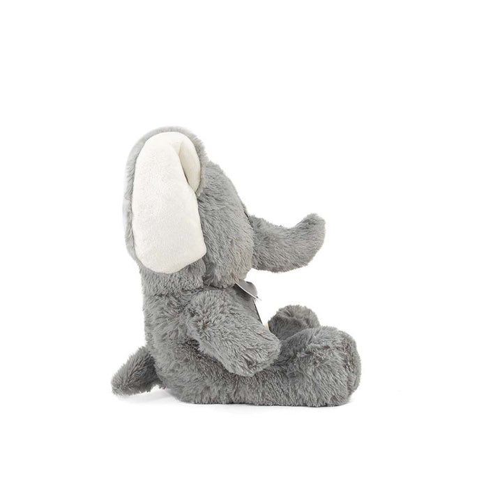Elefante de peluche gris con orejas grandes y trompa suave, perfecto para toda ocasión