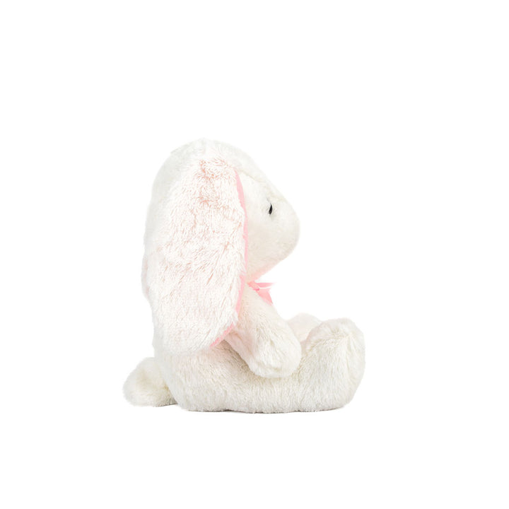 conejo de peluche con moño color rosa, perfecto para eventos, decoraciones y reventa