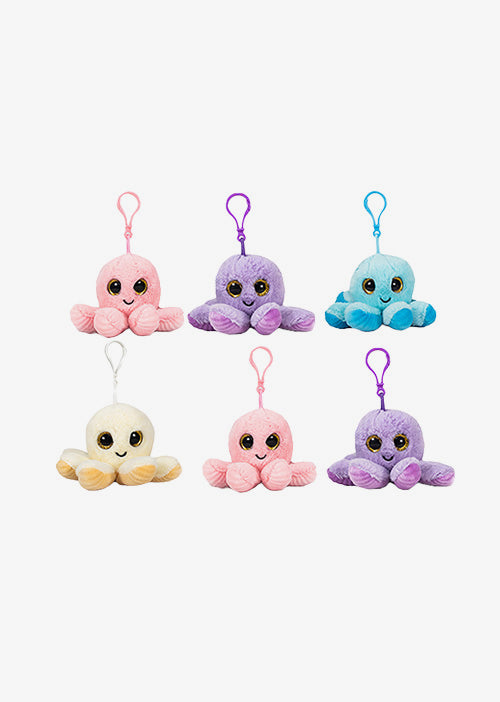 Set de 6 Piezas Llavero Pulpo de peluche 7 cm