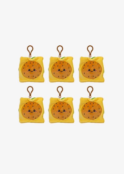 Set de 6 Piezas Llavero de peluche hamburguesa 10 cm