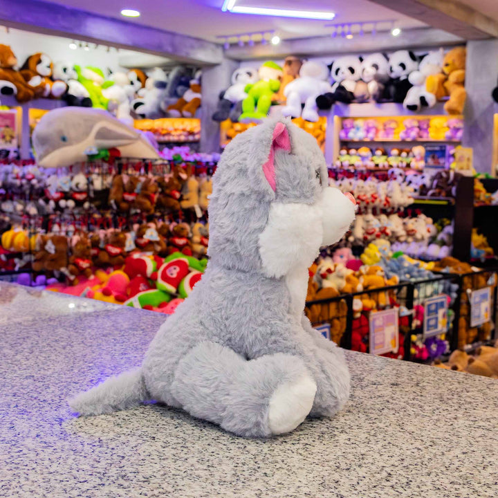 Set de 9 piezas Zoológico de peluche animales de 25 cm, perro, gato, conejo, panda, oso, rana, chango, mapache y elefante