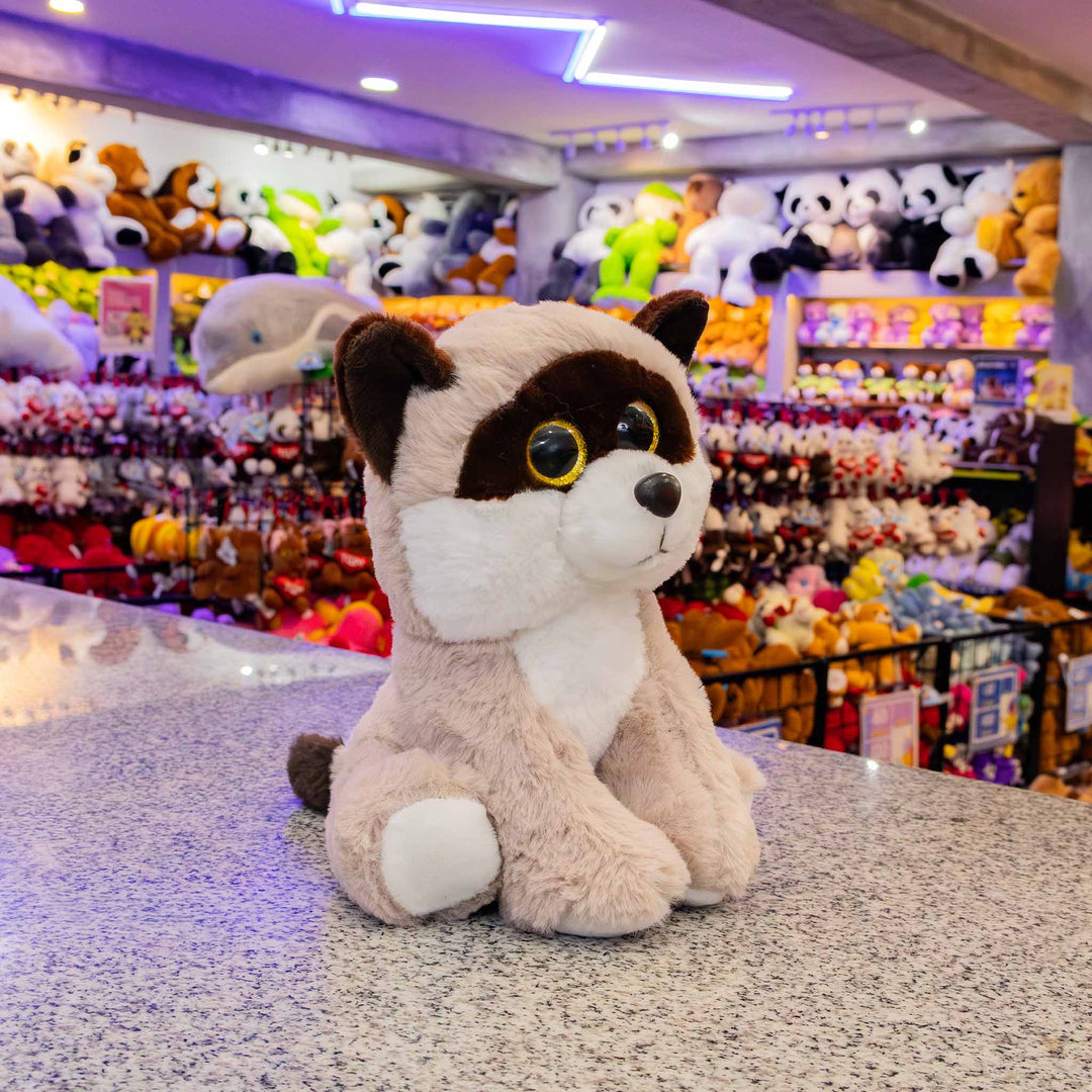 Set de 9 piezas Zoológico de peluche animales de 25 cm, perro, gato, conejo, panda, oso, rana, chango, mapache y elefante