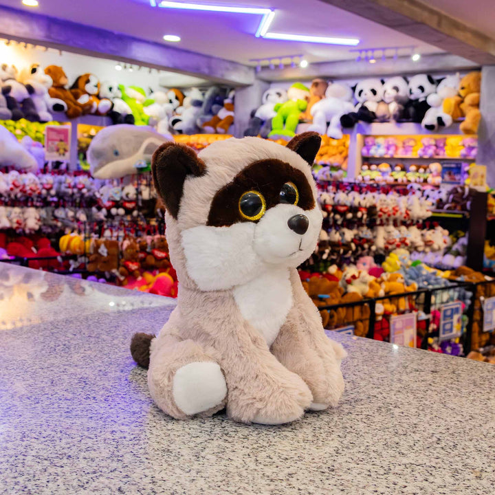 Set de 9 piezas Zoológico de peluche animales de 25 cm, perro, gato, conejo, panda, oso, rana, chango, mapache y elefante