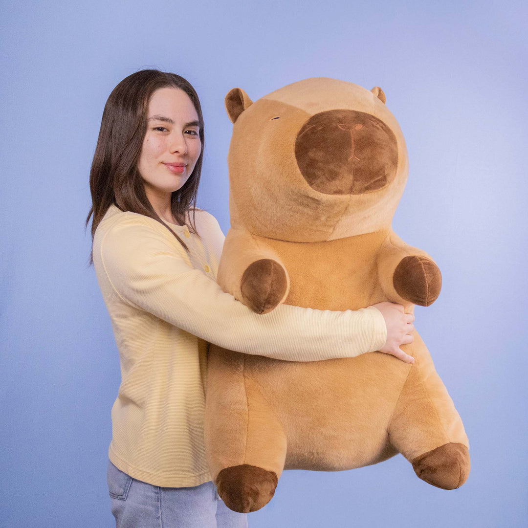 Capibara de peluche gigante, color café extra suave