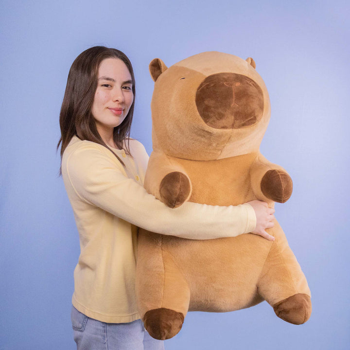 Capibara de peluche gigante, color café extra suave