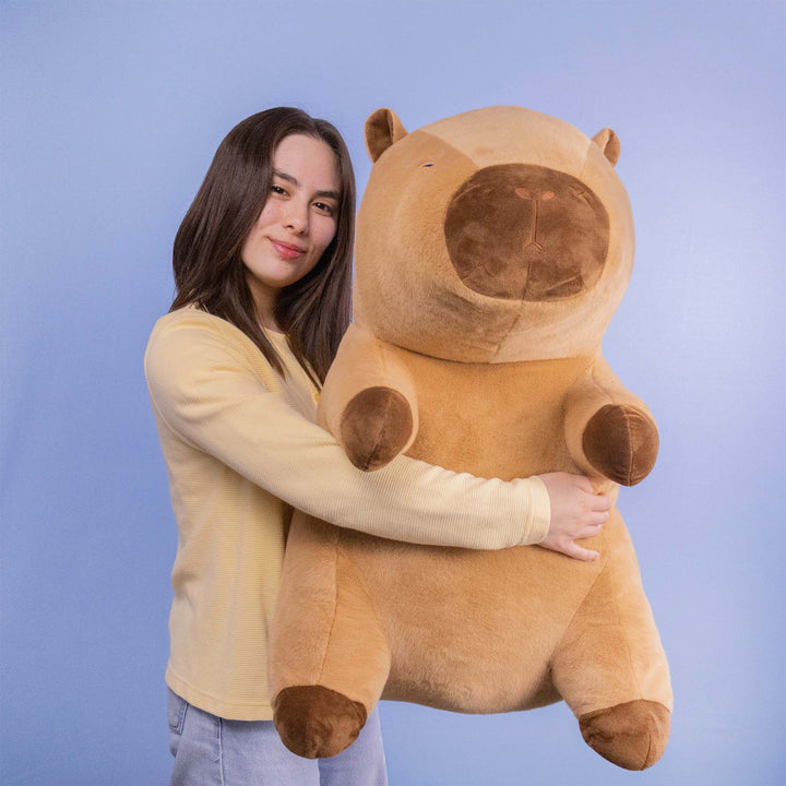 Capibara de peluche gigante, color café extra suave