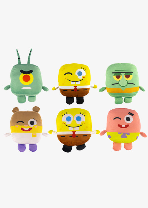 Bob Esponja de peluche Kawaii Cubes 18 cm, peluches de licencias. Personajes de Bob esponja, Calamardo, Arenita , Plantón y Patricio 