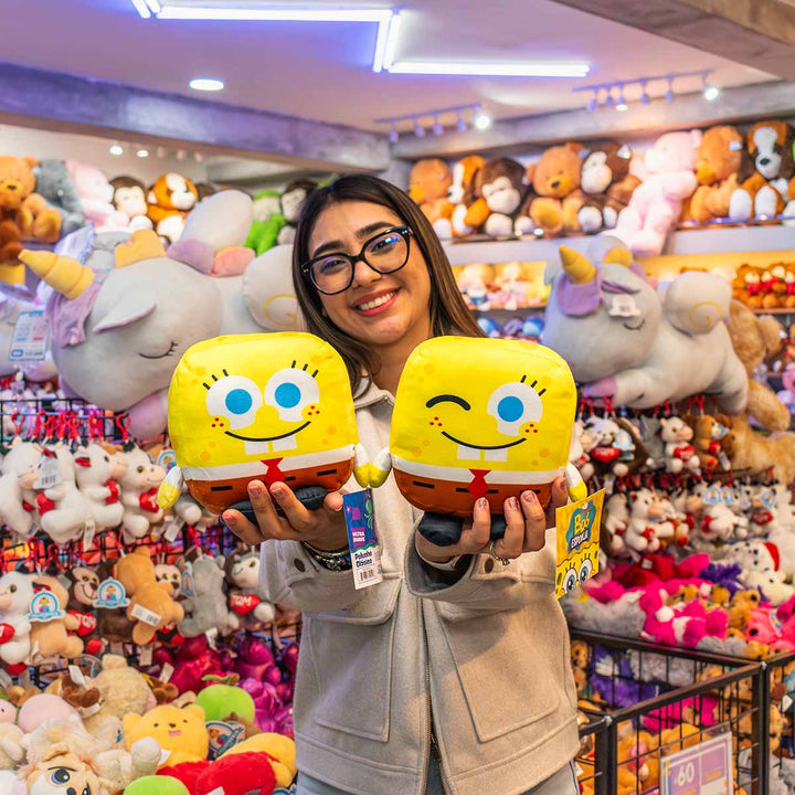 Bob Esponja de peluche Kawaii Cubes 18 cm, peluches de licencias. Personajes de Bob esponja, Calamardo, Arenita , Plantón y Patricio 
