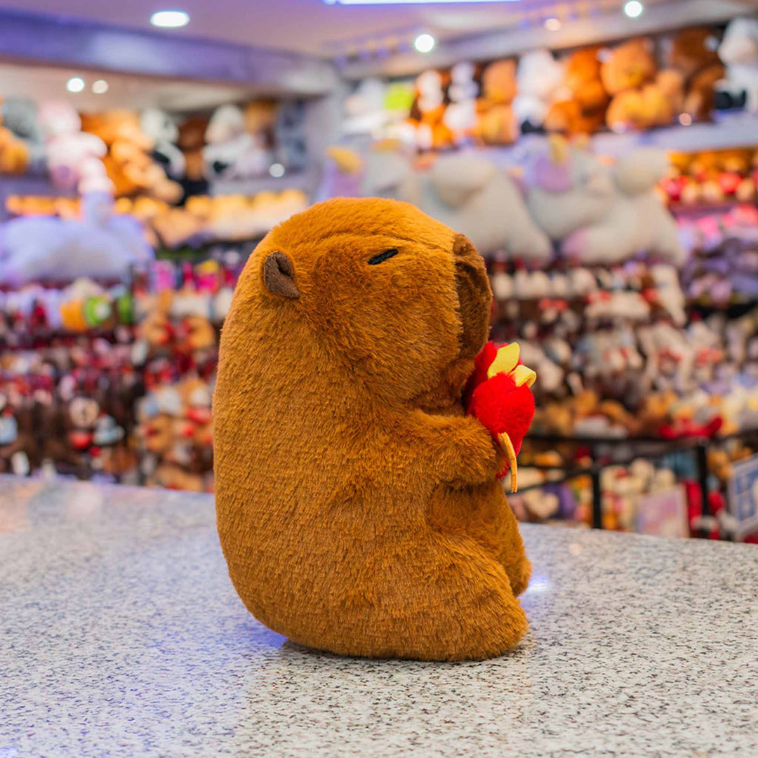 Capibara de peluche para San Valentín. Peluches ideales para maquinas de garra , maquinas de peluches. 
