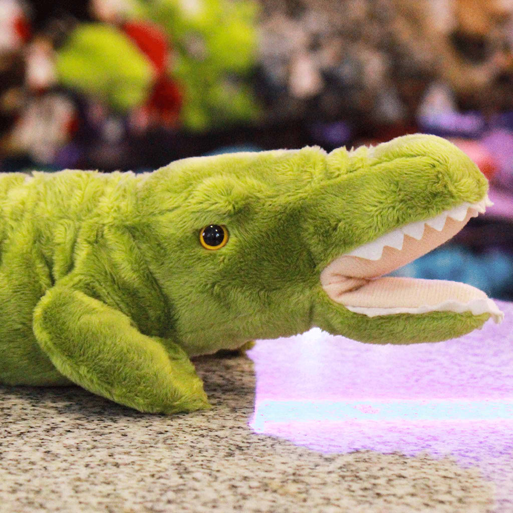 Cocodrilo de peluche color verde al mayoreo, ideal para los fanáticos de los animales 