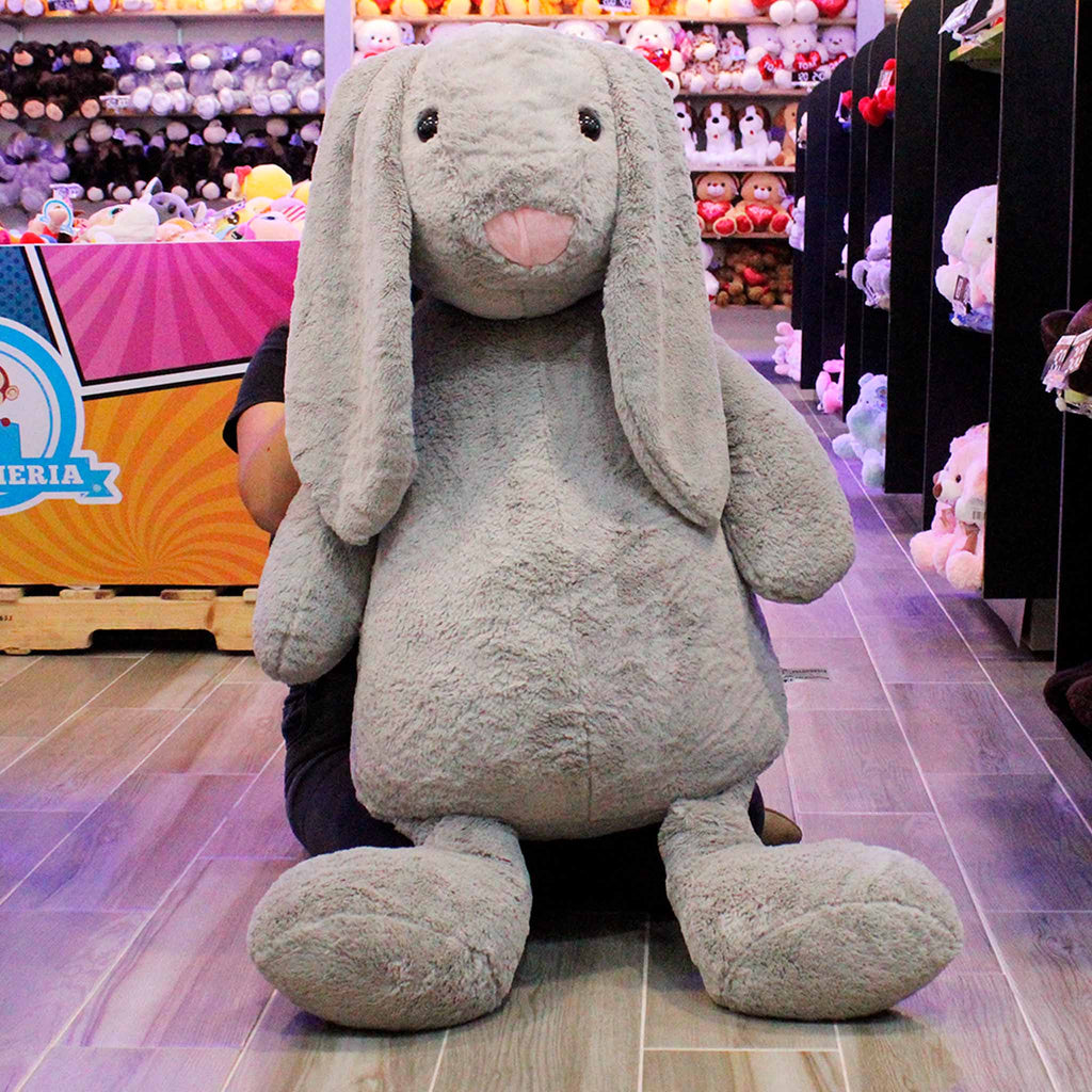 Conejo de peluche gigante, color gris super suave y perfecto para regalar