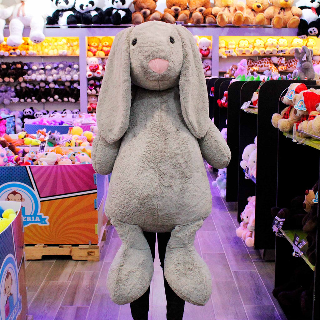Conejo de peluche gigante, color gris super suave y perfecto para regalar