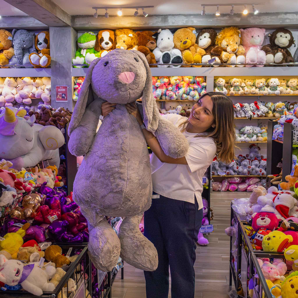 Conejo de peluche gigante, color gris super suave y perfecto para regalar