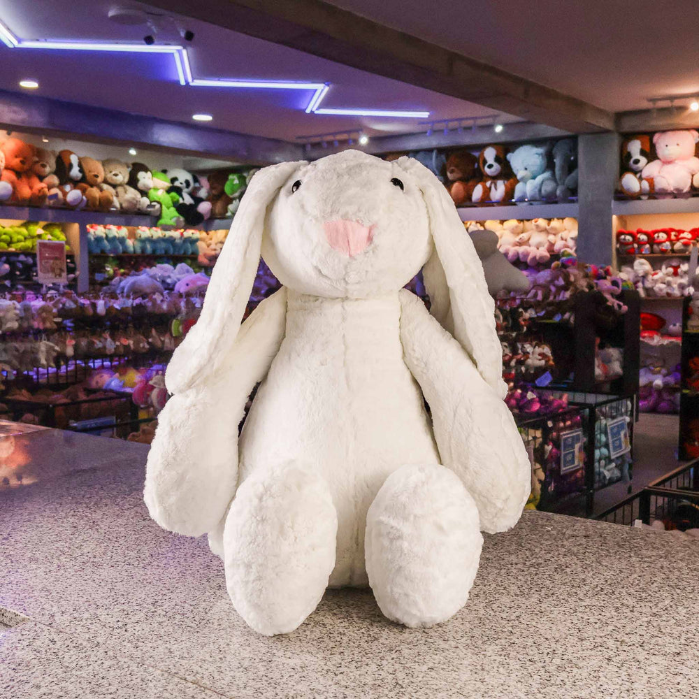 Conejo de peluche Roger Blanco 60 cm, conejo de peluche decorativo para eventos, regalos o fiestas