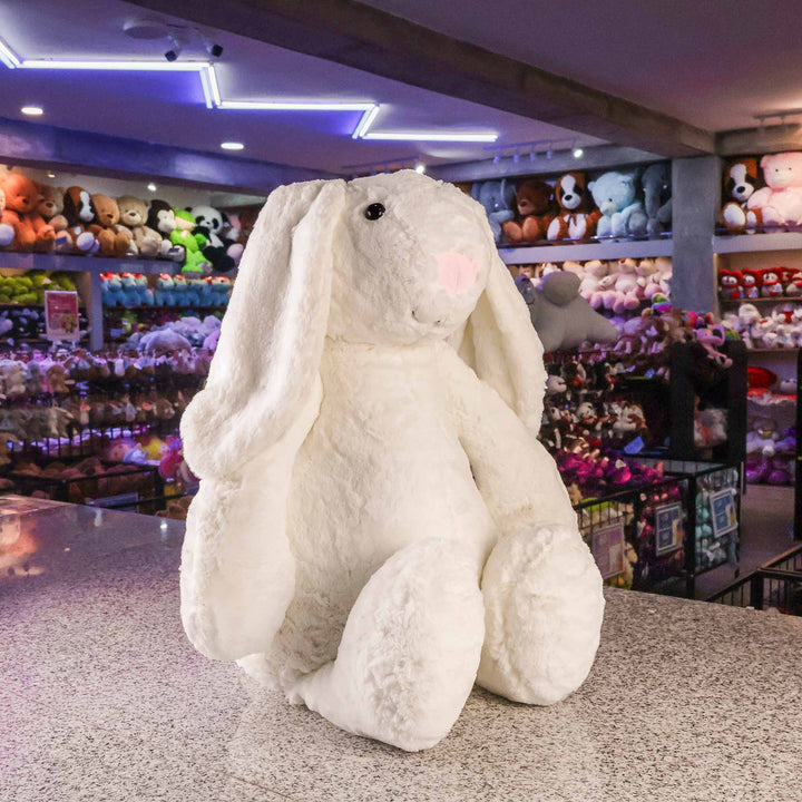 Conejo de peluche Roger Blanco 60 cm, conejo de peluche decorativo para eventos, regalos o fiestas