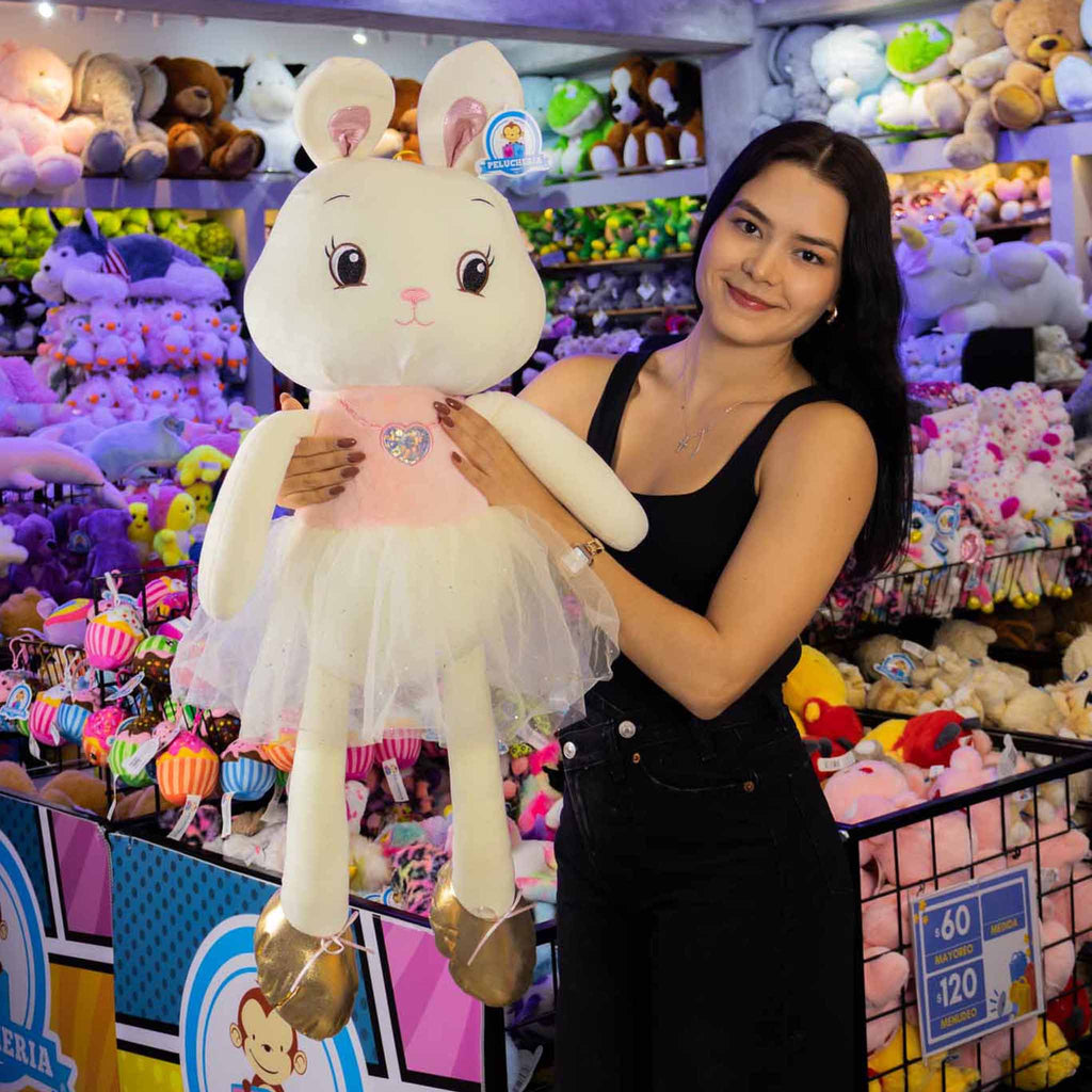 Conejo de peluche tutú , detalles brillantes e ideales para regalar. Tiendas de regalos y mayoristas