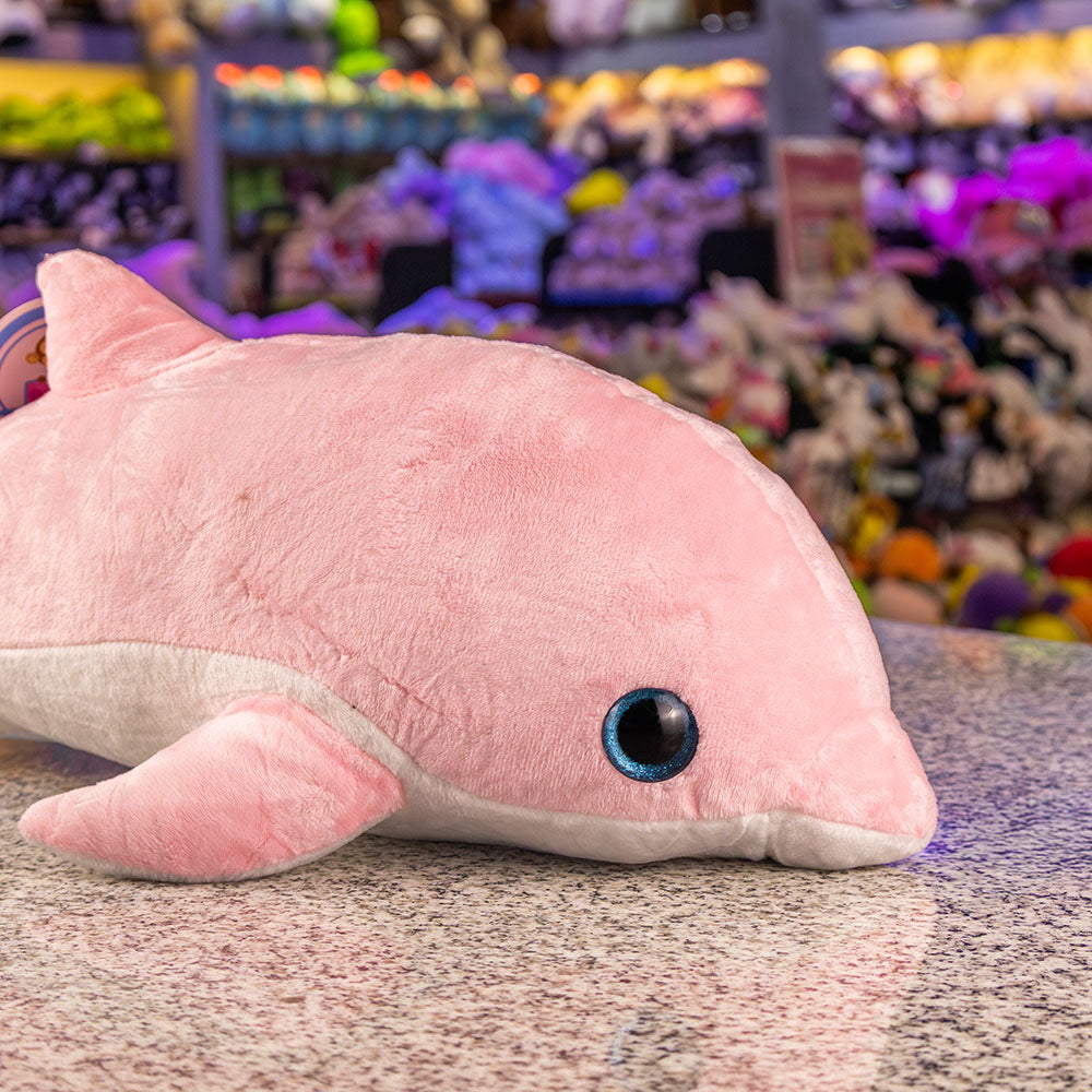 Aurora - Peluche Delfín Rosa Con Bolso, 21 Cm - Juguete Suave Para Niños Y Coleccionistas