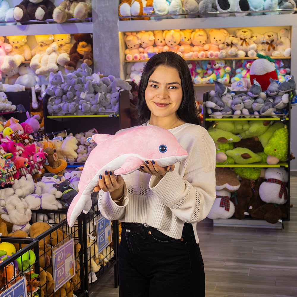 Delfín de peluche rosa , ideal para regalar a amantes de animales del mar, peluches marinos al mayoreo