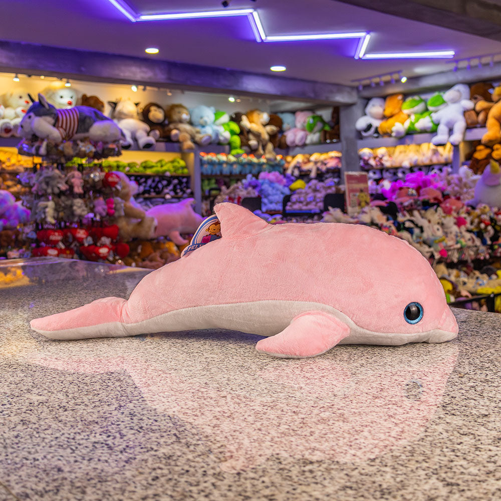 Delfín de peluche rosa , ideal para regalar a amantes de animales del mar, peluches marinos al mayoreo