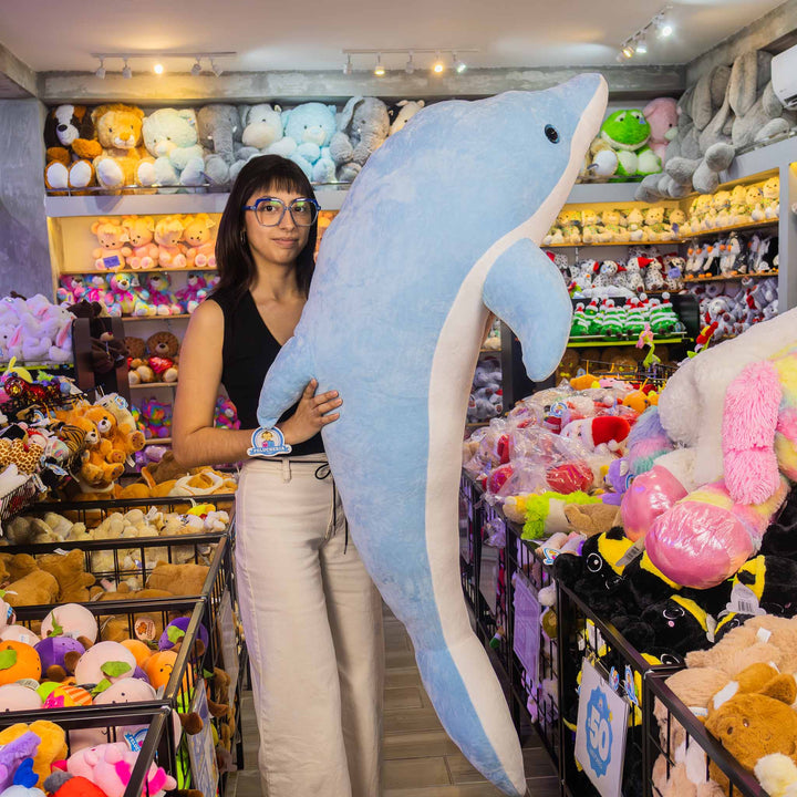 Delfín de peluche Ali Jumbo Azul 150 cm , Peluche gigante de delfín en color azul