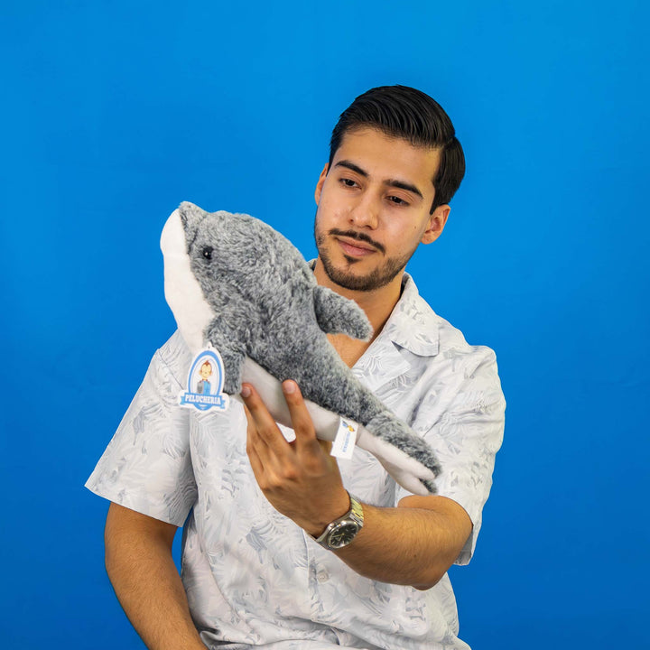 Delfín de peluche Ocean 38 cm , delfín color gris, perfecto para decorar eventos o fiestas infantiles 