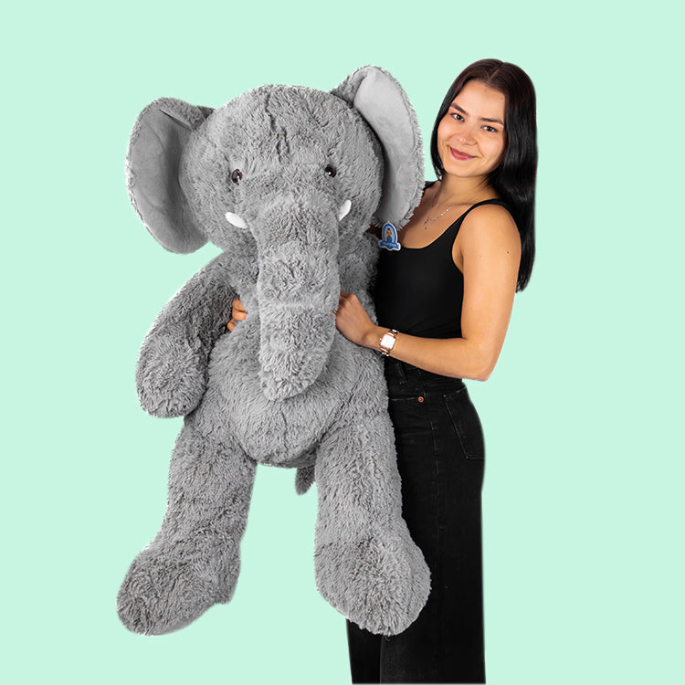 Elefante de peluche gigante super suave y abrazable. Ideal para regalar, para eventos, baby showers y fiestas. 