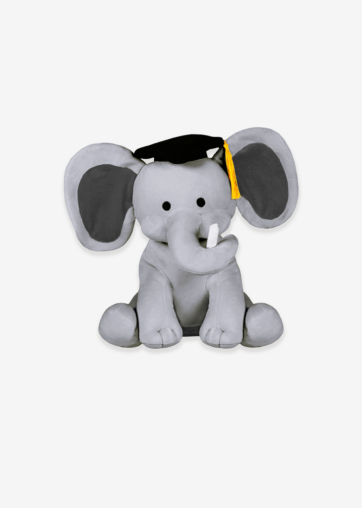 Elefante de peluche color gris, peluche de graduación, ideales para regalar en este día tan especial 