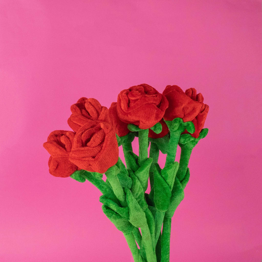 Flor de peluche color rojo para regalar en San Valentín, peluches al mayoreo. 