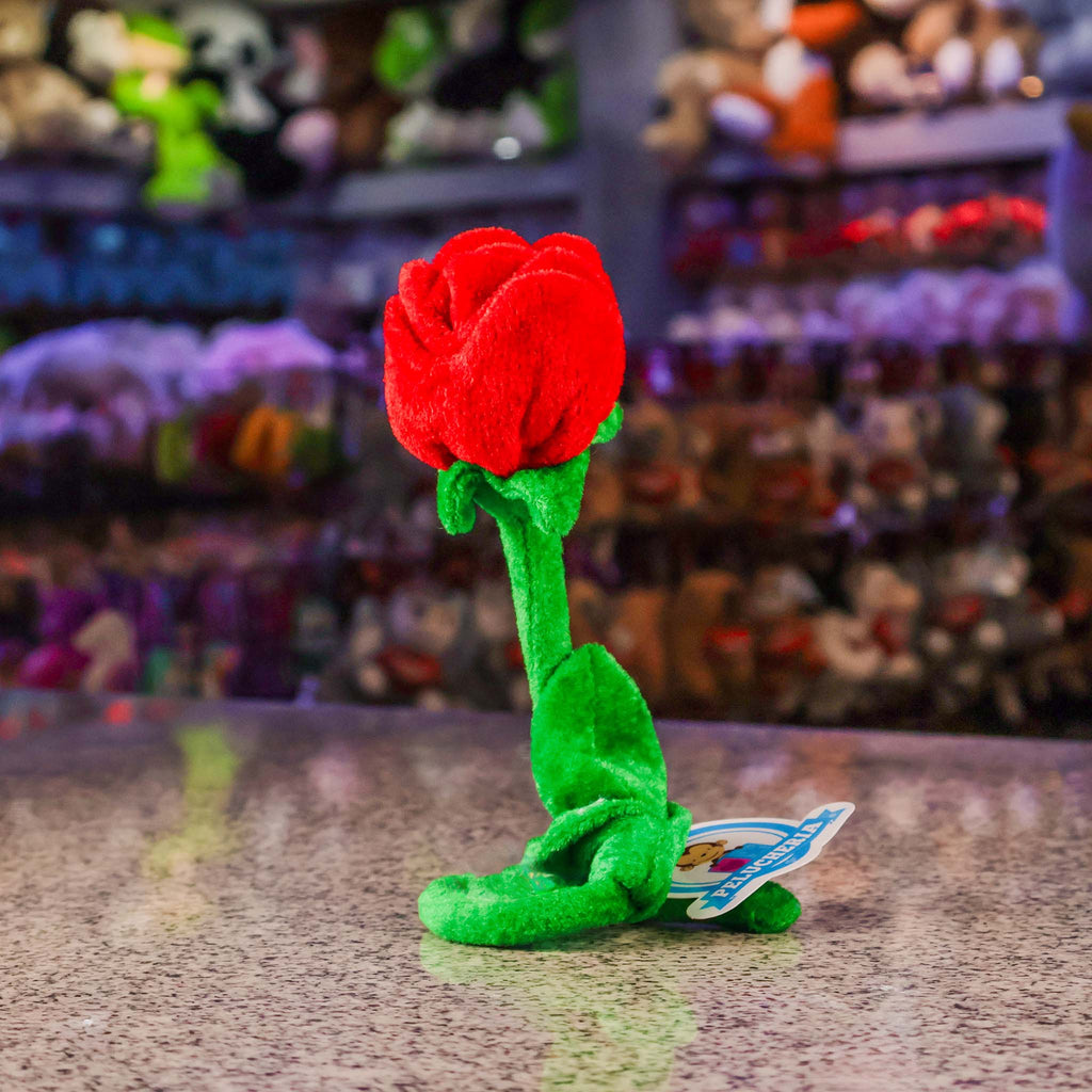 Flor de peluche color rojo para regalar en San Valentín, peluches al mayoreo. 