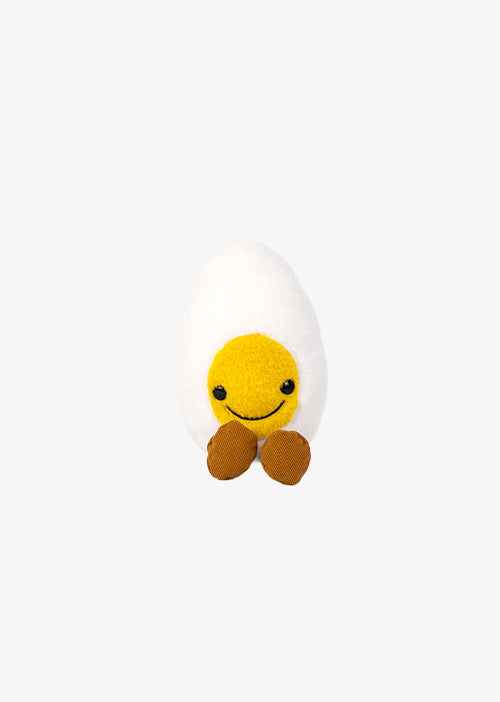 Huevo de peluche Yemi, peluche de comida, color blanco con amarillo
