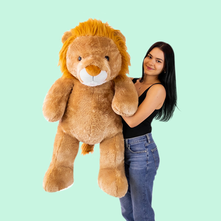 León de peluche gigante super suave y abrazable. Ideal para regalar, para eventos, baby showers y fiestas