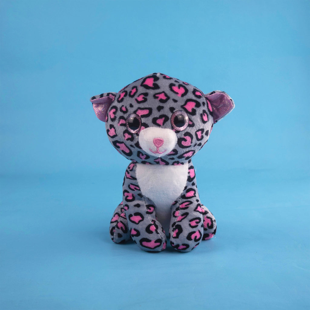 Leopardo de peluche al mayoreo, detalles brillantes. Ideales para tiendas de regalos y distribuidores 