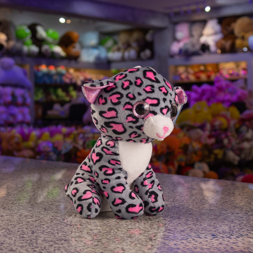 Leopardo de peluche al mayoreo, detalles brillantes. Ideales para tiendas de regalos y distribuidores