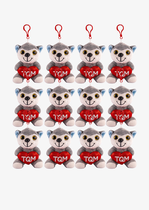 Llaveros de peluche , perrito perro husky de regalo. Peluches de San Valentín al mayoreo