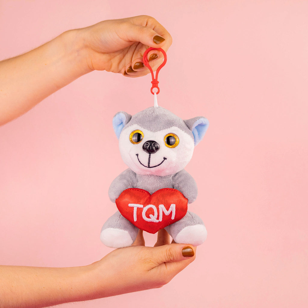 Llaveros de peluche , perrito perro husky de regalo. Peluches de San Valentín al mayoreo