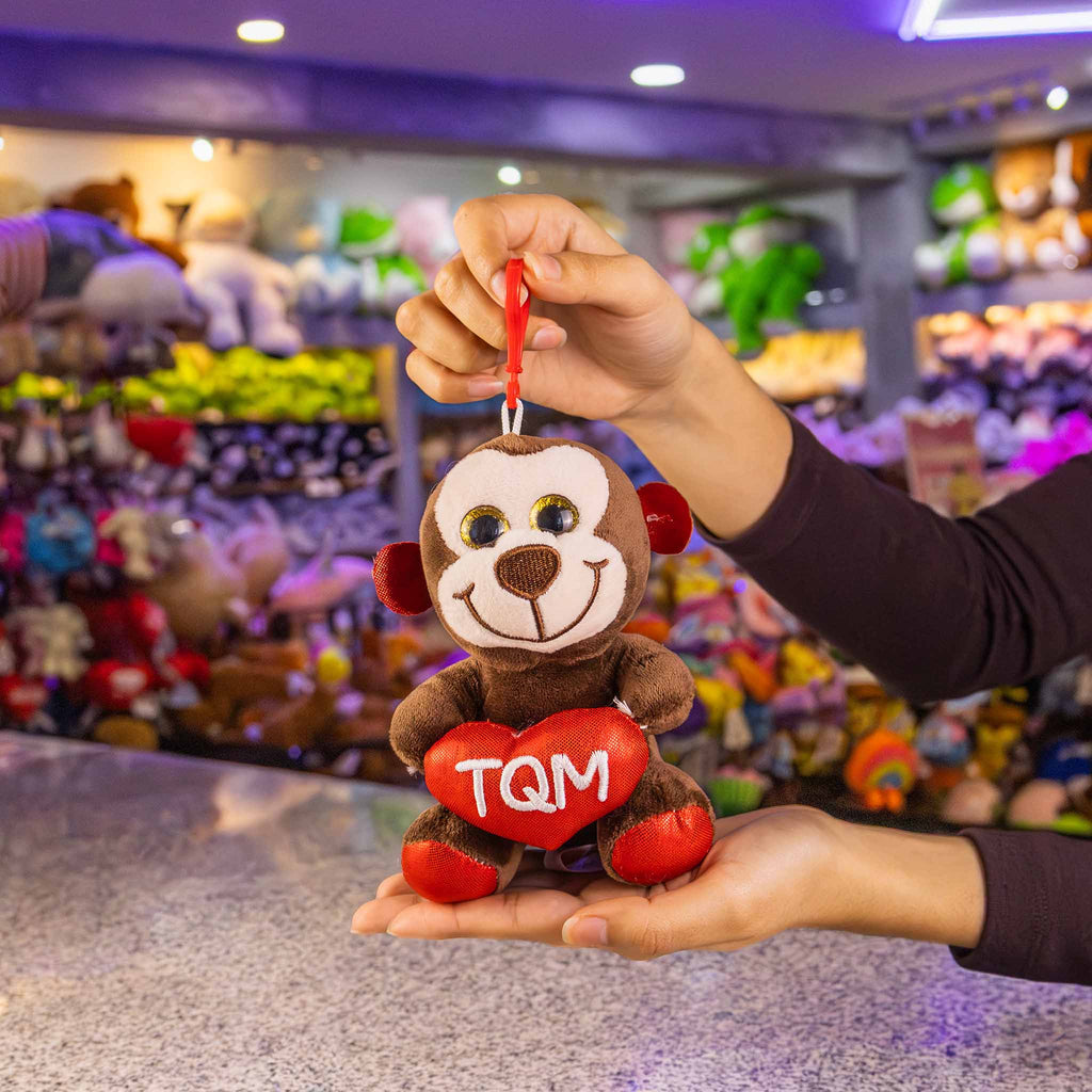 Llaveros de peluche, chango de peluche, peluches ideales para San Valentín, tienda de regalos y distribuidores 