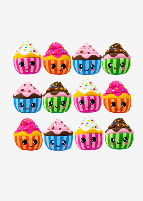 Set de 6 Piezas Llavero de peluche Cupcake 10 cm, colores rosa, verde, azul y naranja. Llaveros coleccionables