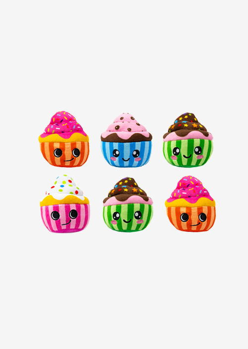 Set de 6 Piezas Llavero de peluche Cupcake 10 cm, colores rosa, verde, azul y naranja. Llaveros coleccionables