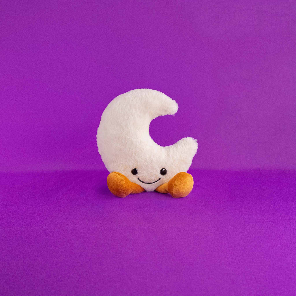 Luna de peluche Luni 16 cm PIUINIKI , color blanco y carita feliz. Peluches para regalar