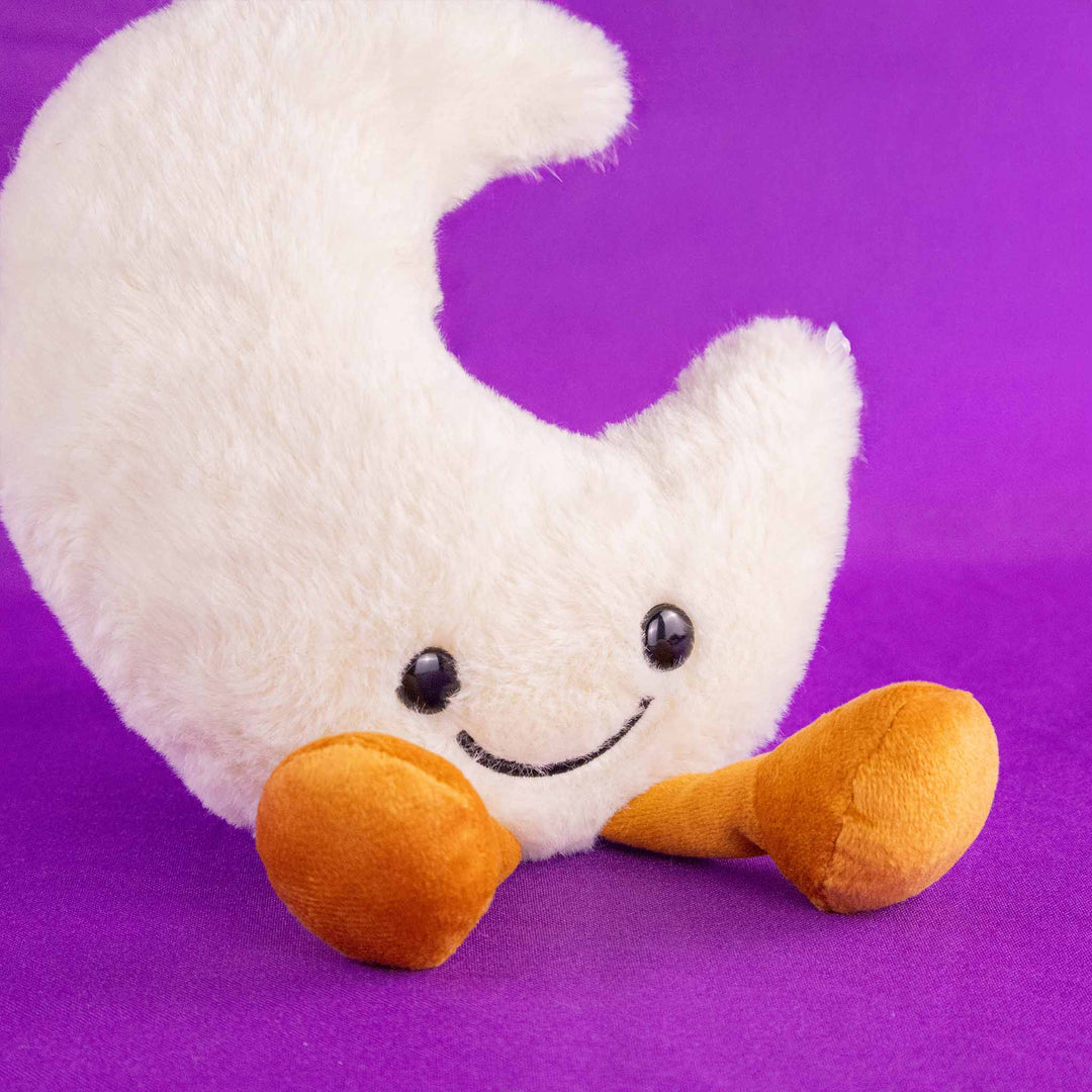 Luna de peluche Luni 16 cm PIUINIKI , color blanco y carita feliz. Peluches para regalar
