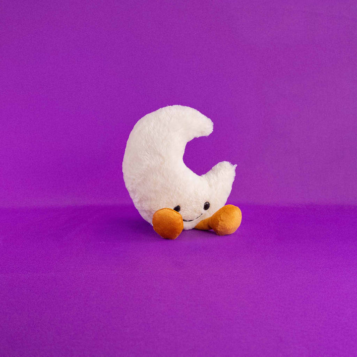 Luna de peluche Luni 16 cm PIUINIKI , color blanco y carita feliz. Peluches para regalar