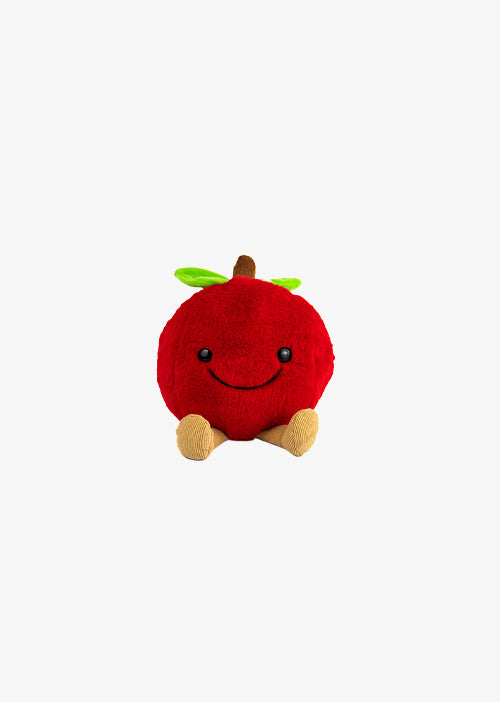 Manzana de peluche Appy 14 cm PIUINIKI. Peluche de manzana con cara feliz en color rojo