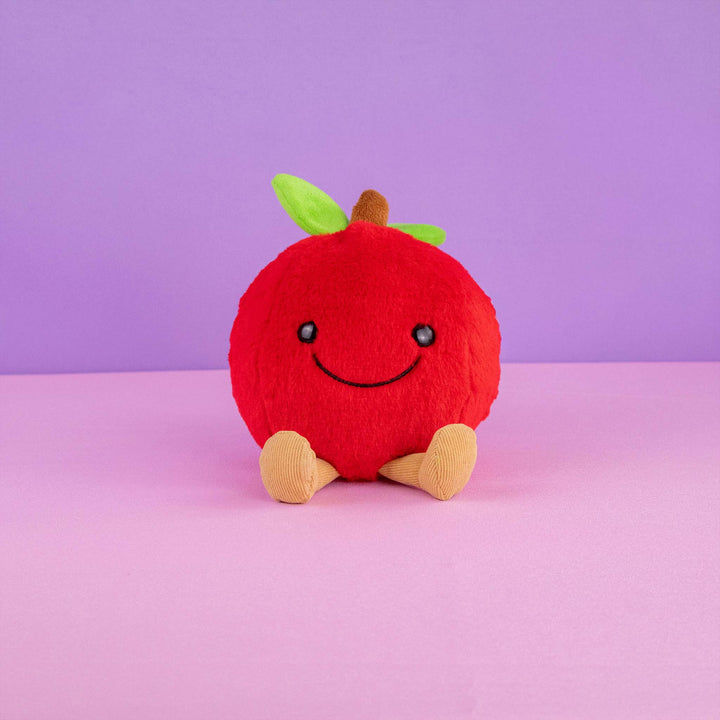 Manzana de peluche Appy 14 cm PIUINIKI. Peluche de manzana con cara feliz en color rojo