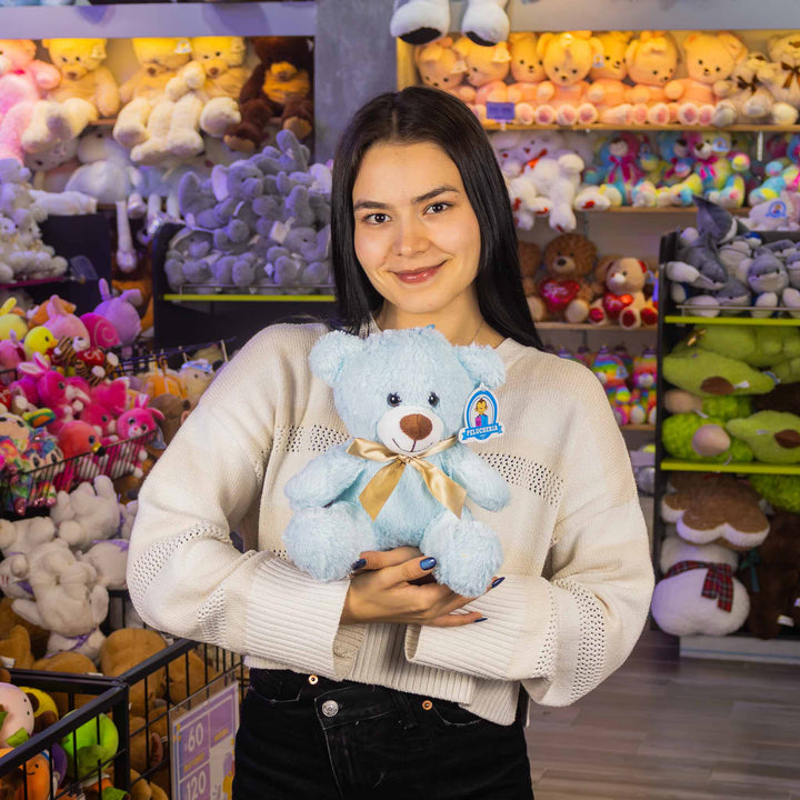 Oso de peluche azul abrazable, perfecto como regalo, decoraciones, eventos,  baby showers y fiestas. 
