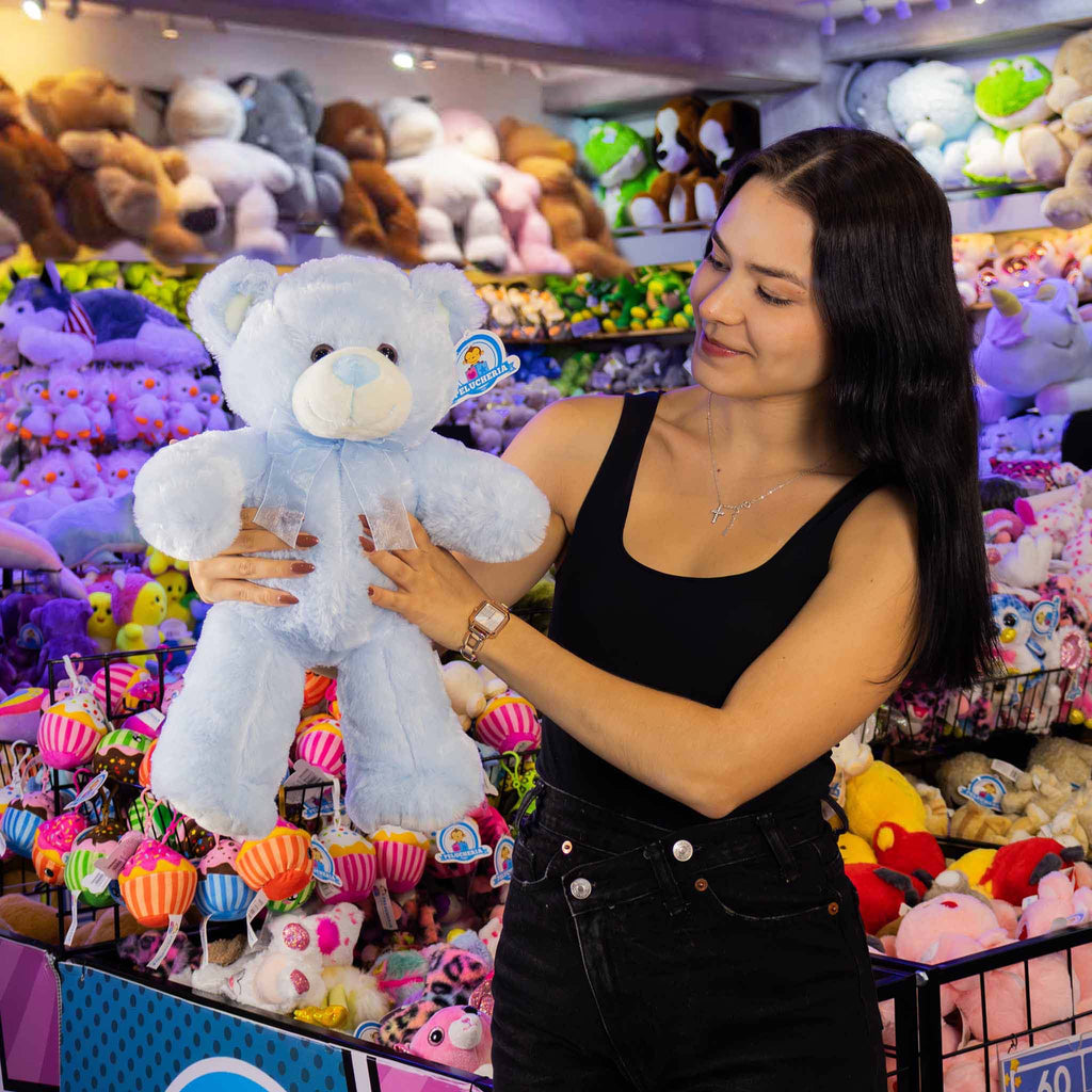 Oso de peluche color azul, ideal para regalo, eventos , baby showers. Peluches al mayoreo
