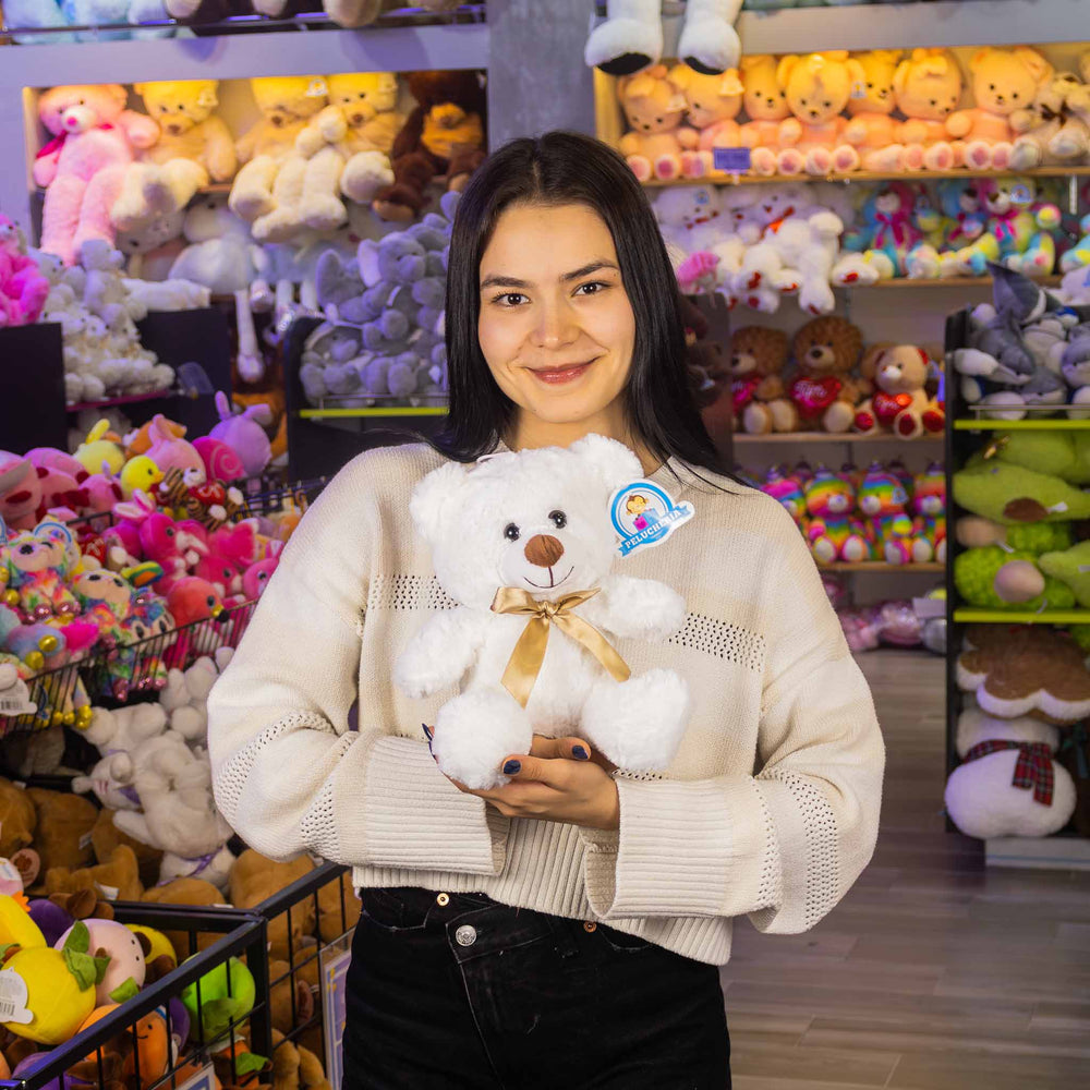 Oso de peluche blanco abrazable, perfecto como regalo, decoraciones, eventos,  baby showers y fiestas. 