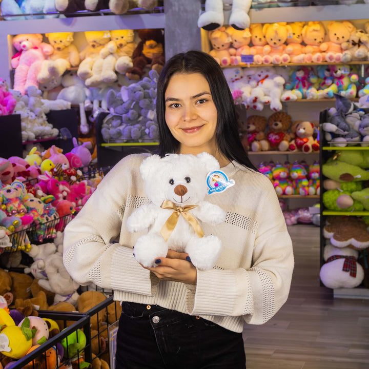 Oso de peluche blanco abrazable, perfecto como regalo, decoraciones, eventos,  baby showers y fiestas. 