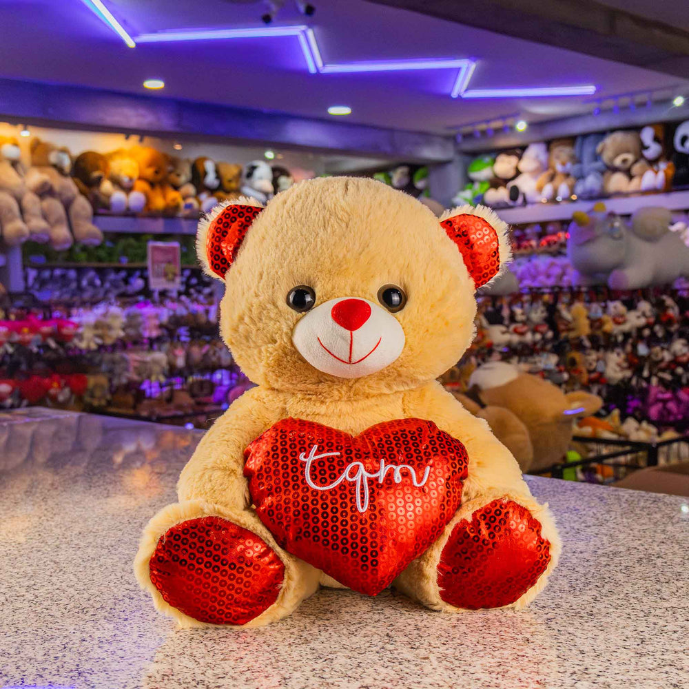 Oso de peluche TQM Vale Beige 30cm , Osos de peluche para San Valentín. Temporada de amor y regalos